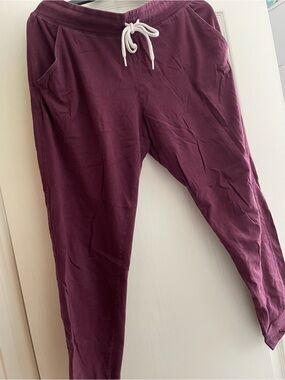 PINK Victoria's Secret Maroon Joggers with White Drawstring - L